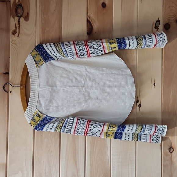 Like new Free People Sweater bell sleeves mixed pattern boho sweater fairground - Picture 5 of 7